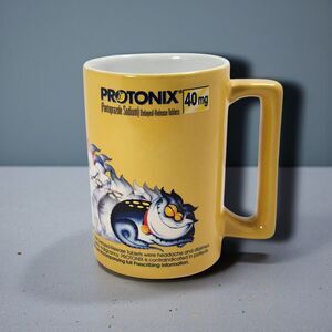 Vintage Protonix IV Pharmaceutical Promo Oversized Coffee Mug Yellow Monster